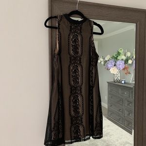 Black Lace Dress with Nude Lining